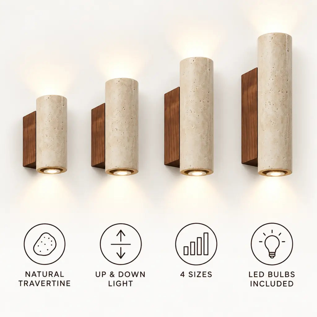 Japandi Natural Travertine Wall Lamp
