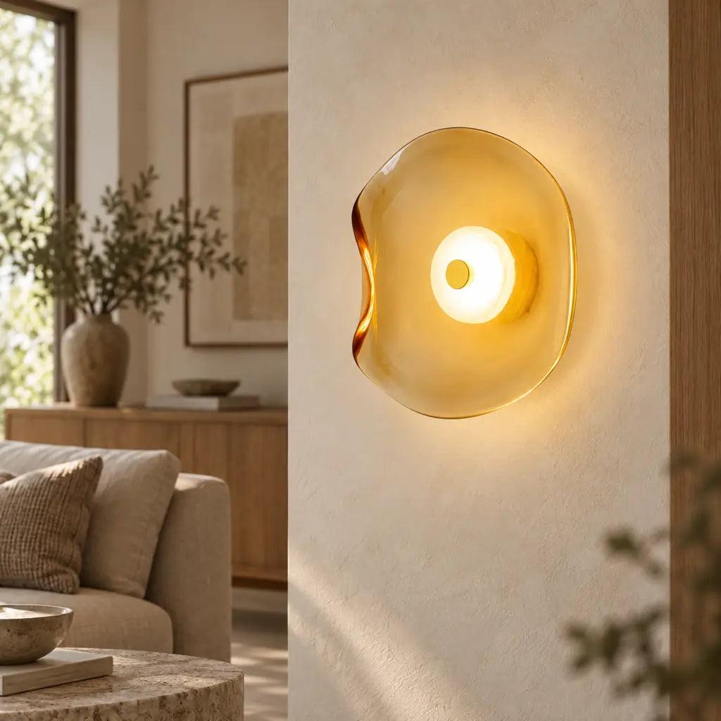 Japandi Organic Glass Wall Light