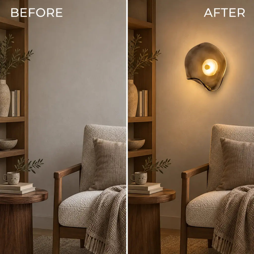 Japandi Organic Glass Wall Light