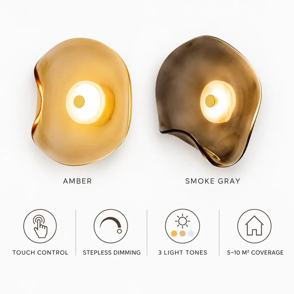 Japandi Organic Glass Wall Light