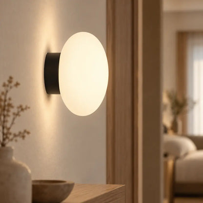 LumaGlass Nordic White Glass Wall Light Sconce