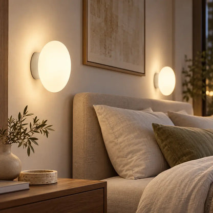 LumaGlass Nordic White Glass Wall Light Sconce