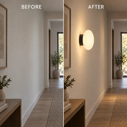 LumaGlass Nordic White Glass Wall Light Sconce