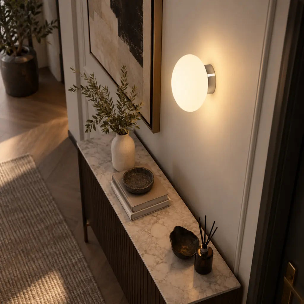 LumaGlass Nordic White Glass Wall Light Sconce