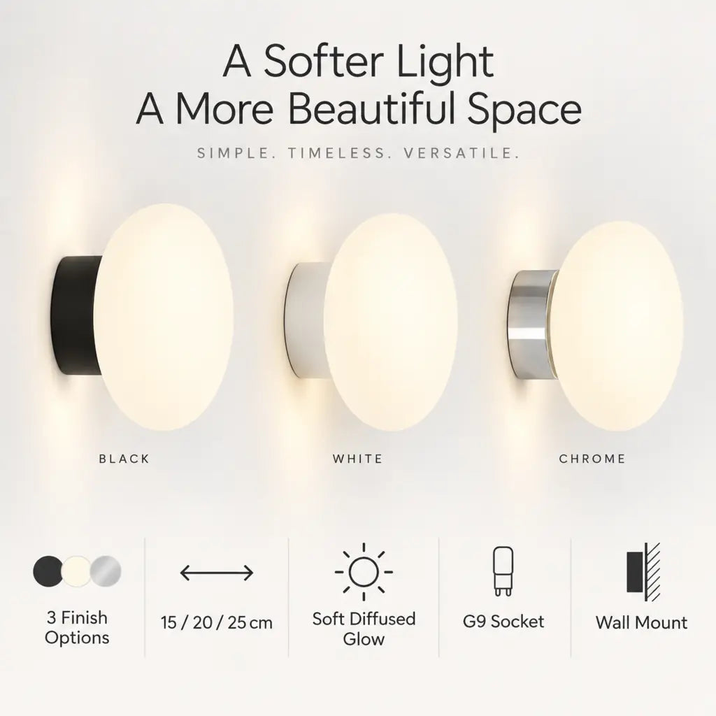 LumaGlass Nordic White Glass Wall Light Sconce