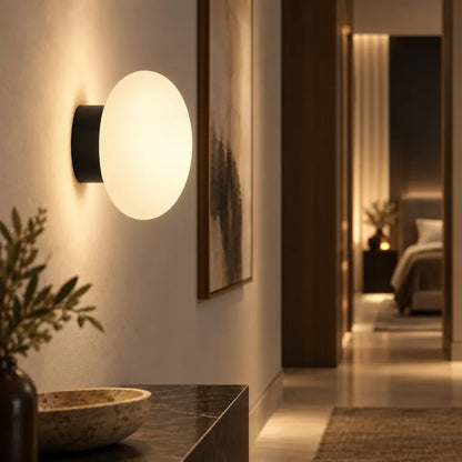 LumaGlass Nordic White Glass Wall Light Sconce