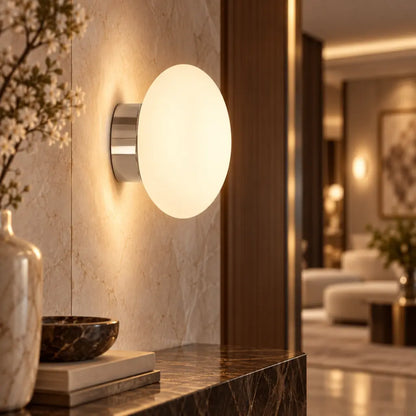 LumaGlass Nordic White Glass Wall Light Sconce