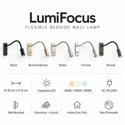 LumiFocus Flexible Bedside Wall Lamp