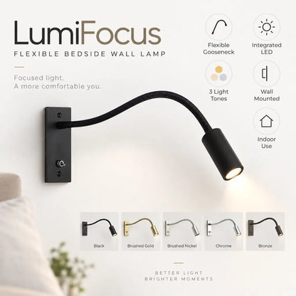 LumiFocus Flexible Bedside Wall Lamp