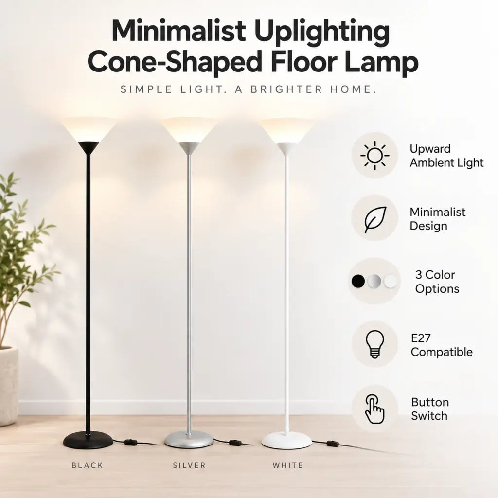 Minimalist Uplighting Cone-Shaped Floor Lamp