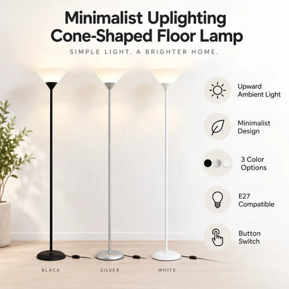 Minimalist Uplighting Cone-Shaped Floor Lamp