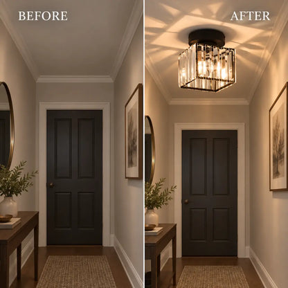 Modern Brass Flush Mount Ceiling Light with Acrylic Shade