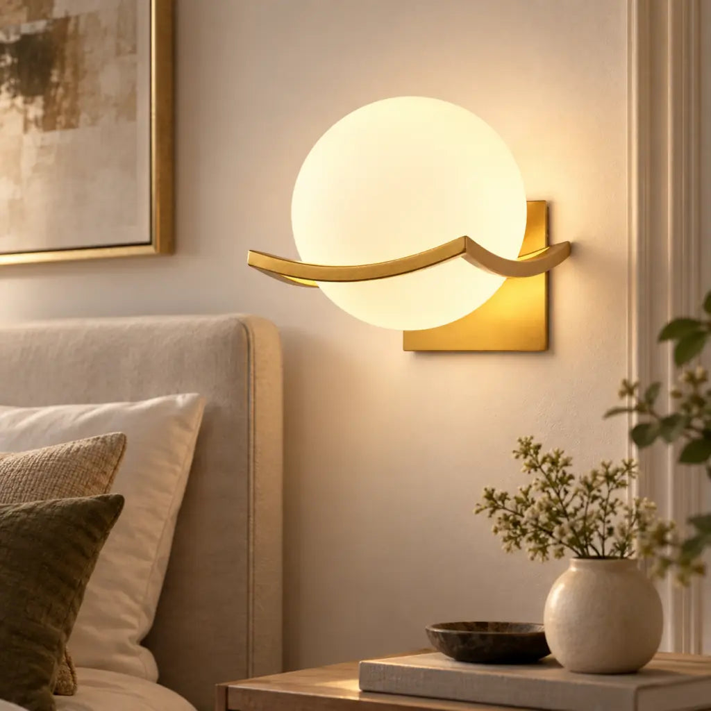 Modern Gold Glass Globe Wall Sconce