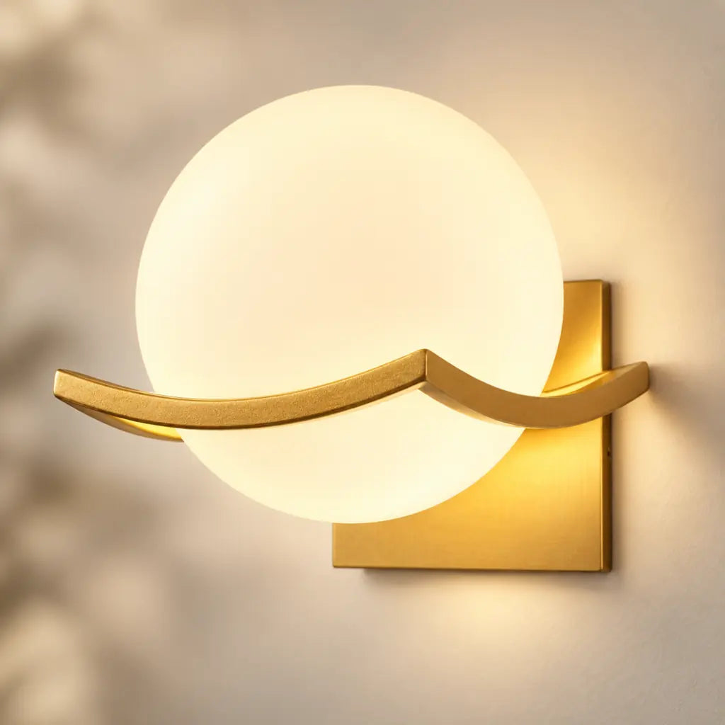 Modern Gold Glass Globe Wall Sconce