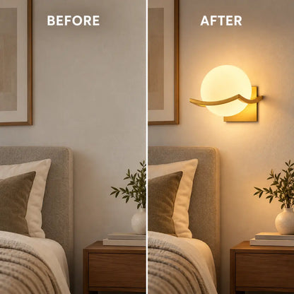 Modern Gold Glass Globe Wall Sconce
