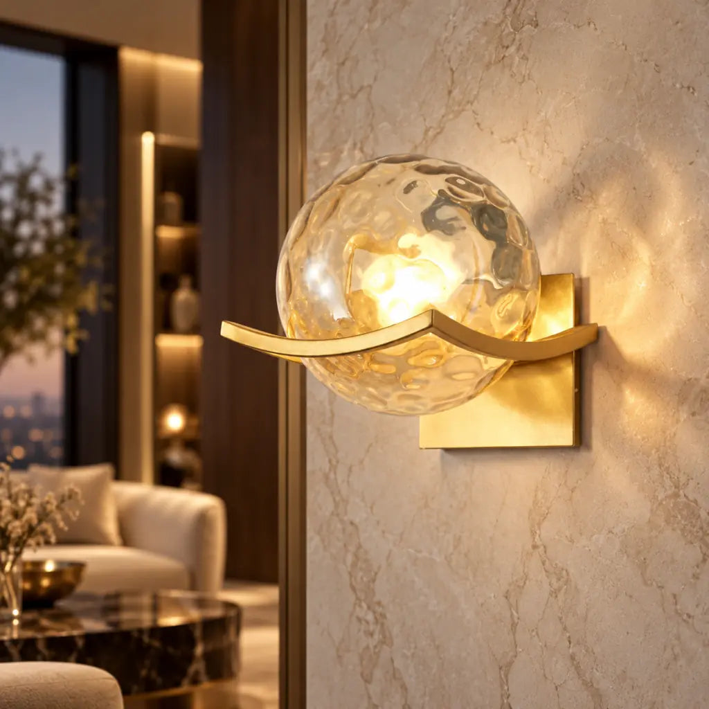 Modern Gold Glass Globe Wall Sconce