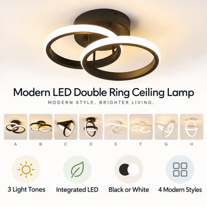 Modern LED Double Ring Flush Mount Ceiling Lamp
