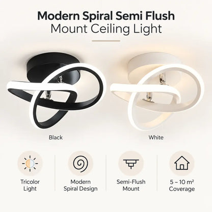Modern Spiral Semi Flush Mount Ceiling Light
