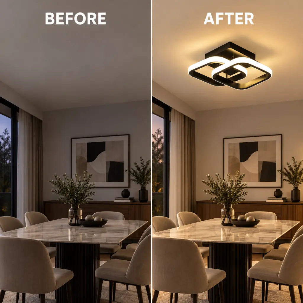Modern Square LED Semi Flush Mount Ceiling Light