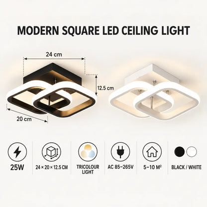 Modern Square LED Semi Flush Mount Ceiling Light