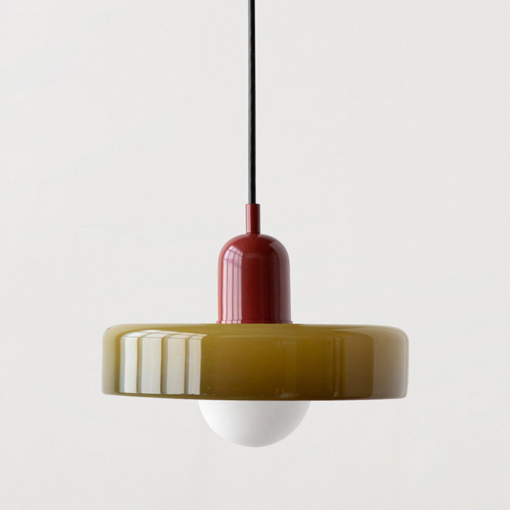 Modern Glass Pendant Light with Adjustable Suspension – Artistic Stained Glass Hanging Light for Kitchen and Home Decor 0