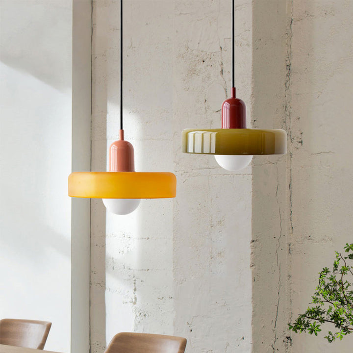 Modern Glass Pendant Light with Adjustable Suspension – Artistic Stained Glass Hanging Light for Kitchen and Home Decor 1