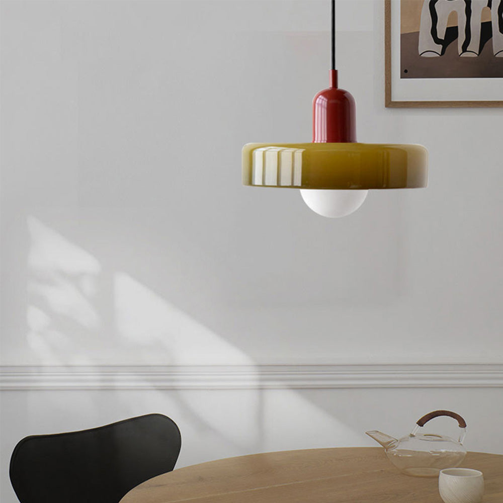 Modern Glass Pendant Light with Adjustable Suspension – Artistic Stained Glass Hanging Light for Kitchen and Home Decor 2