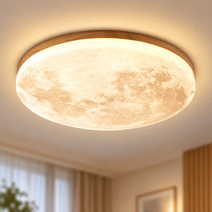 Moon LED Ceiling Light with Wooden Frame
