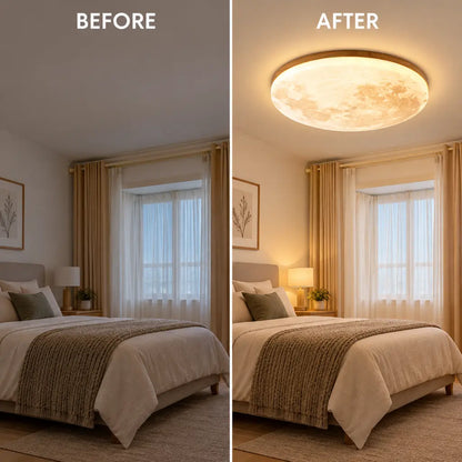 Moon LED Ceiling Light with Wooden Frame