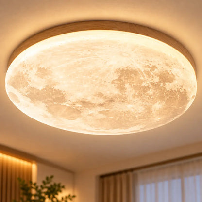 Moon LED Ceiling Light with Wooden Frame