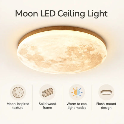 Moon LED Ceiling Light with Wooden Frame