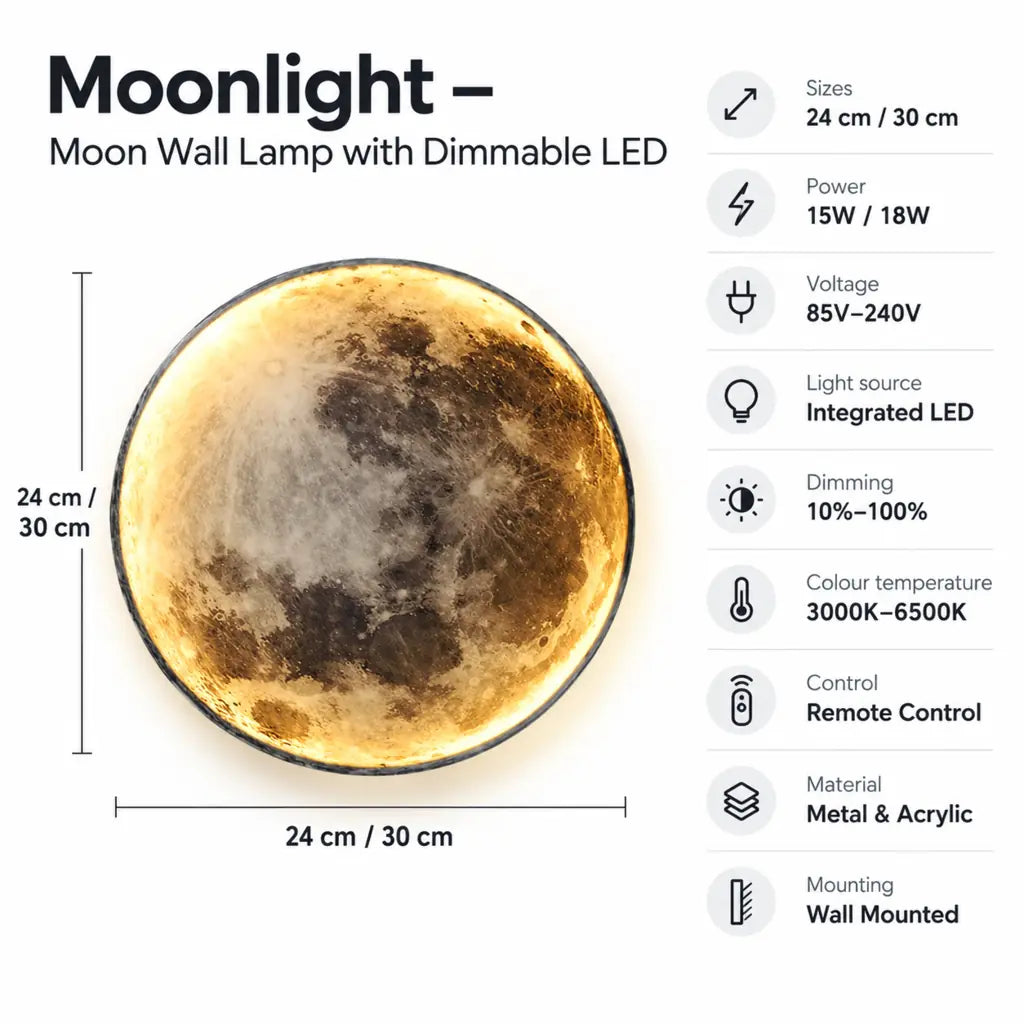 Moonlight – Moon Wall Lamp with Dimmable LED