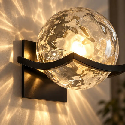 Noirelle Glass Sphere Wall Sconce Light with Black Finish