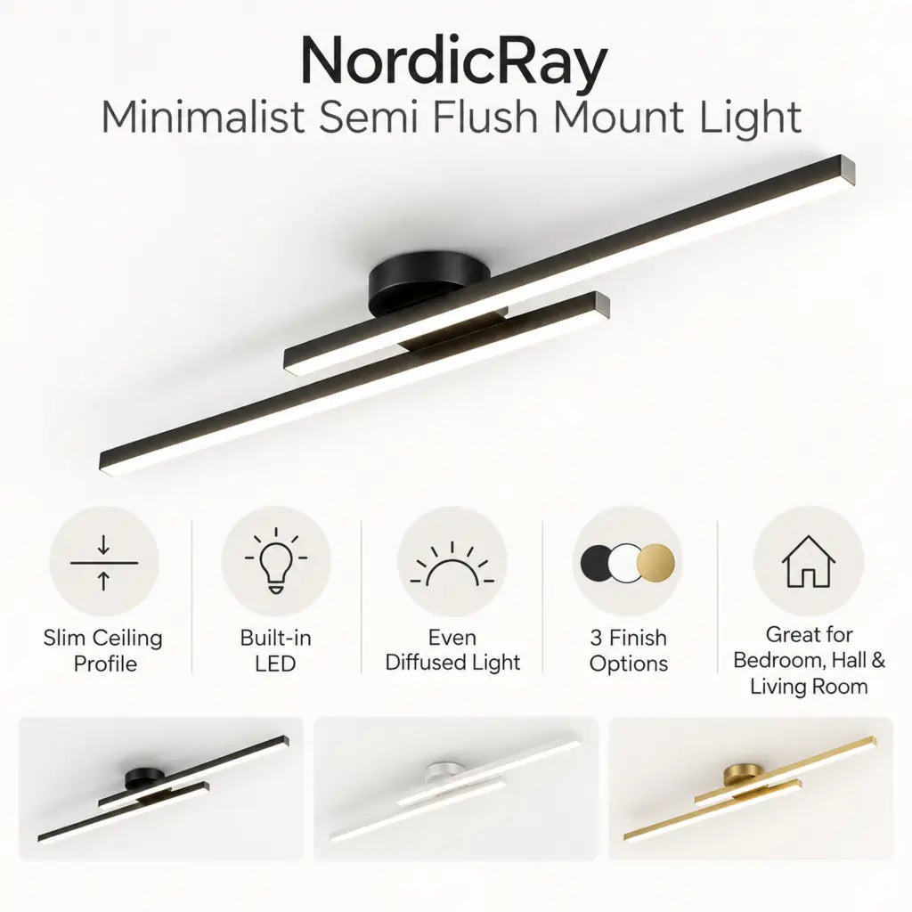 NordicRay Minimalist Semi Flush Mount Light