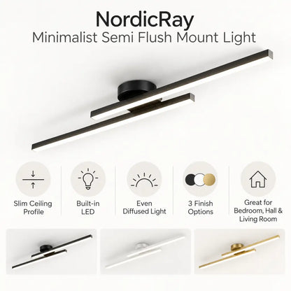 NordicRay Minimalist Semi Flush Mount Light