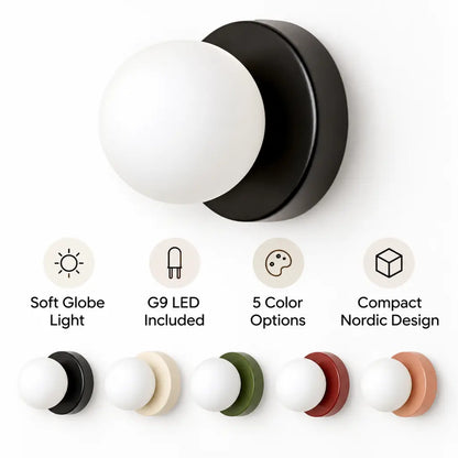 Nordic Spherical LED Wall Lamp - Iron Base