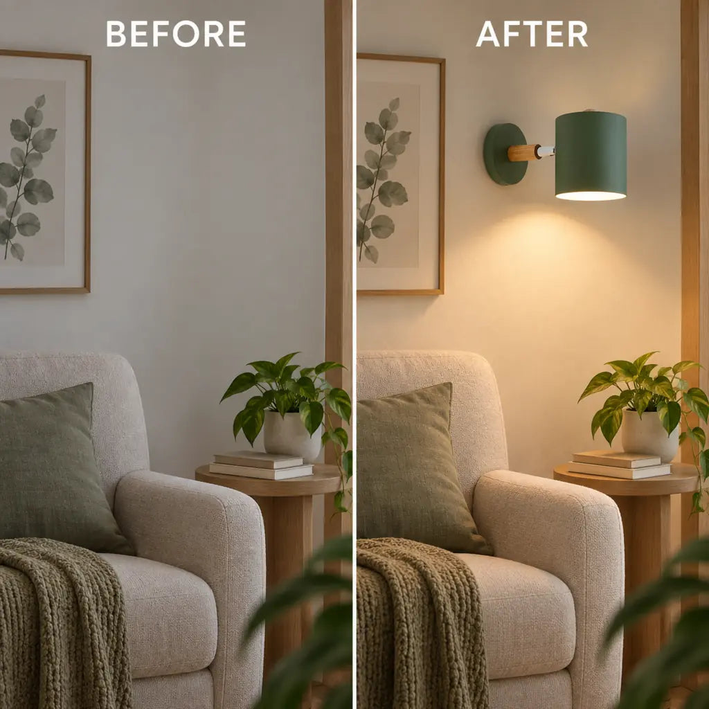 Nordic Wood & Metal Adjustable Wall Sconce Lamp