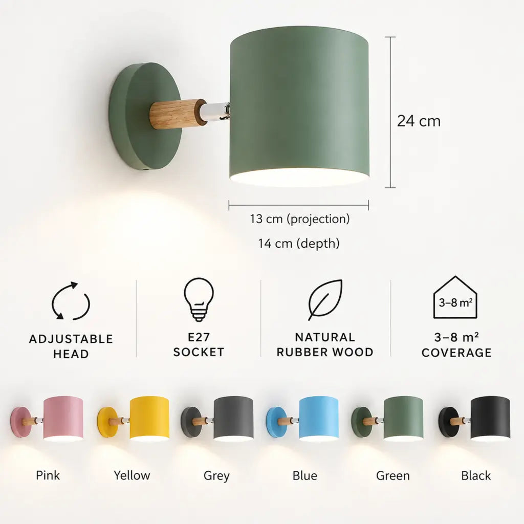 Nordic Wood & Metal Adjustable Wall Sconce Lamp