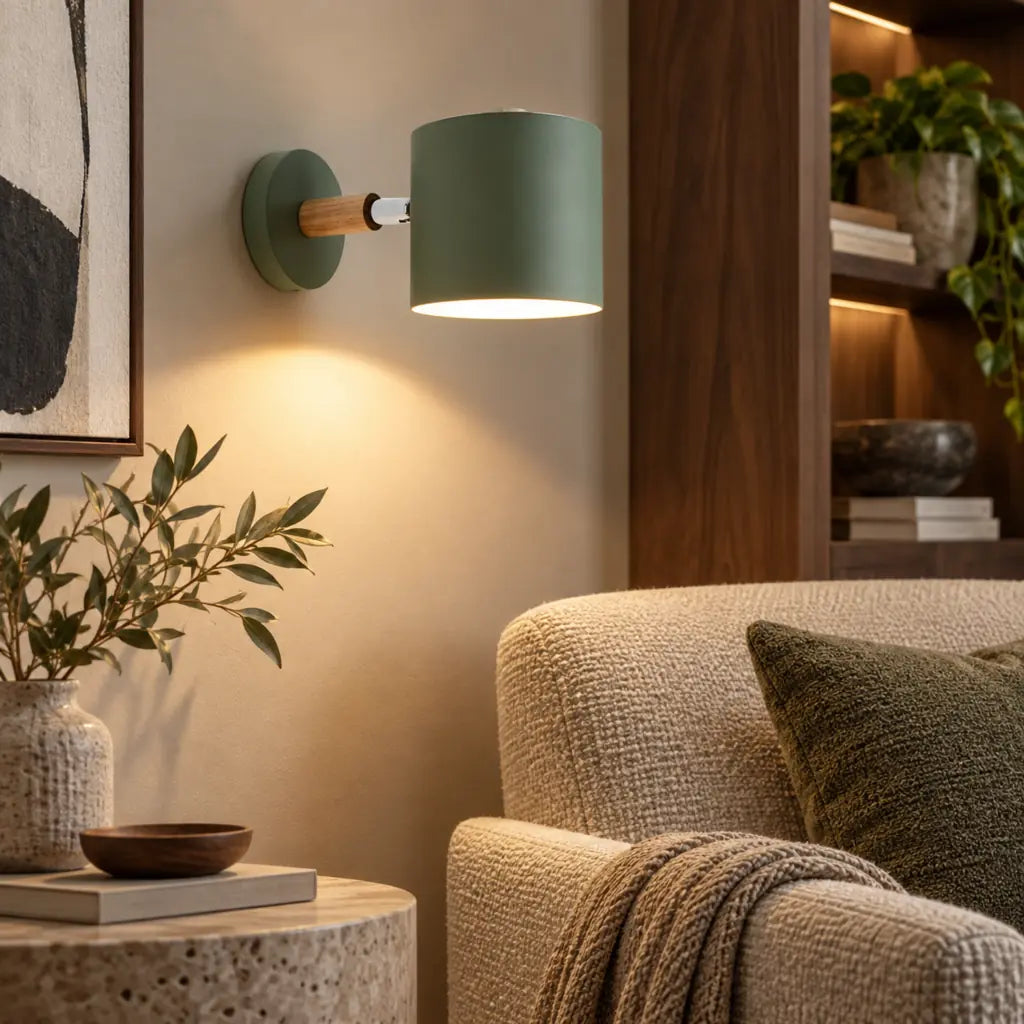 Nordic Wood & Metal Adjustable Wall Sconce Lamp