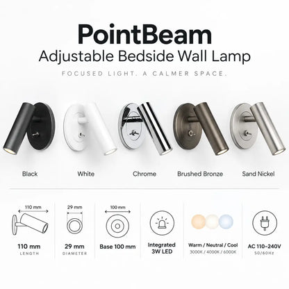 PointBeam Adjustable Bedside Wall Lamp