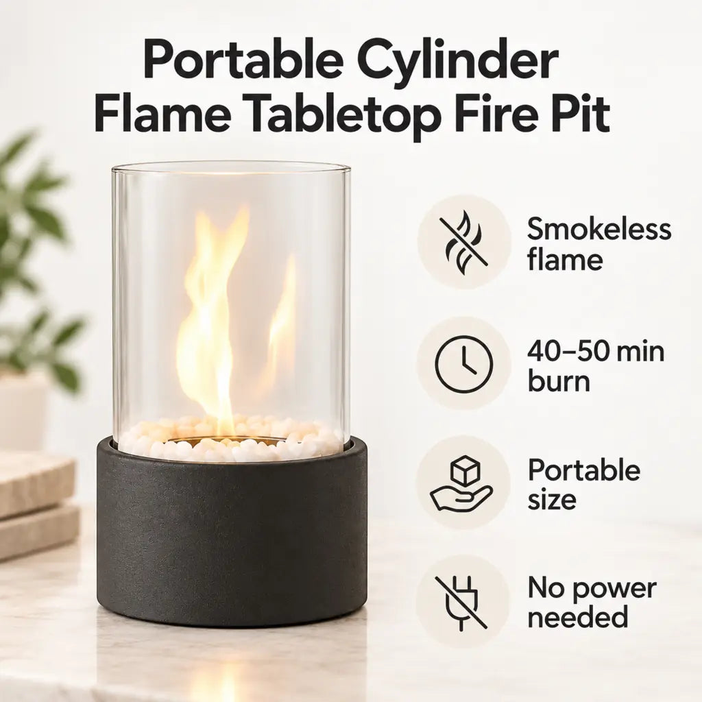 Portable Cylinder Flame Tabletop Fire Pit