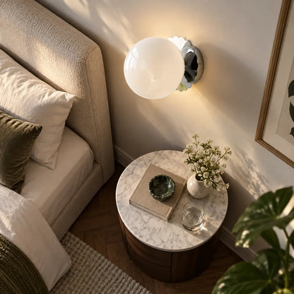 Retro Minimalist Glass Globe Bedside Wall Light