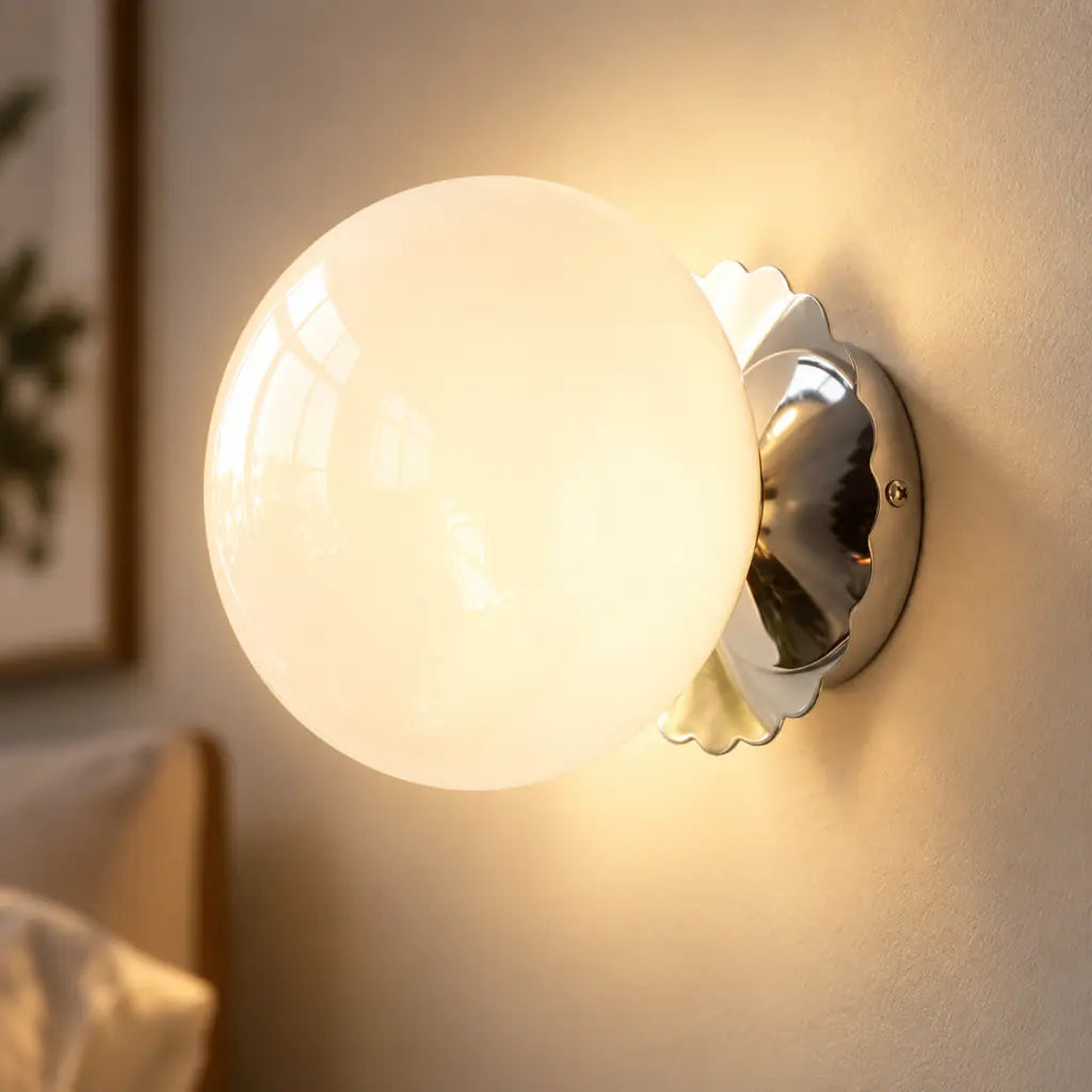 Retro Minimalist Glass Globe Bedside Wall Light