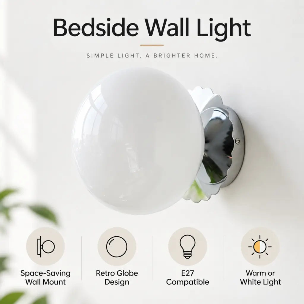 Retro Minimalist Glass Globe Bedside Wall Light