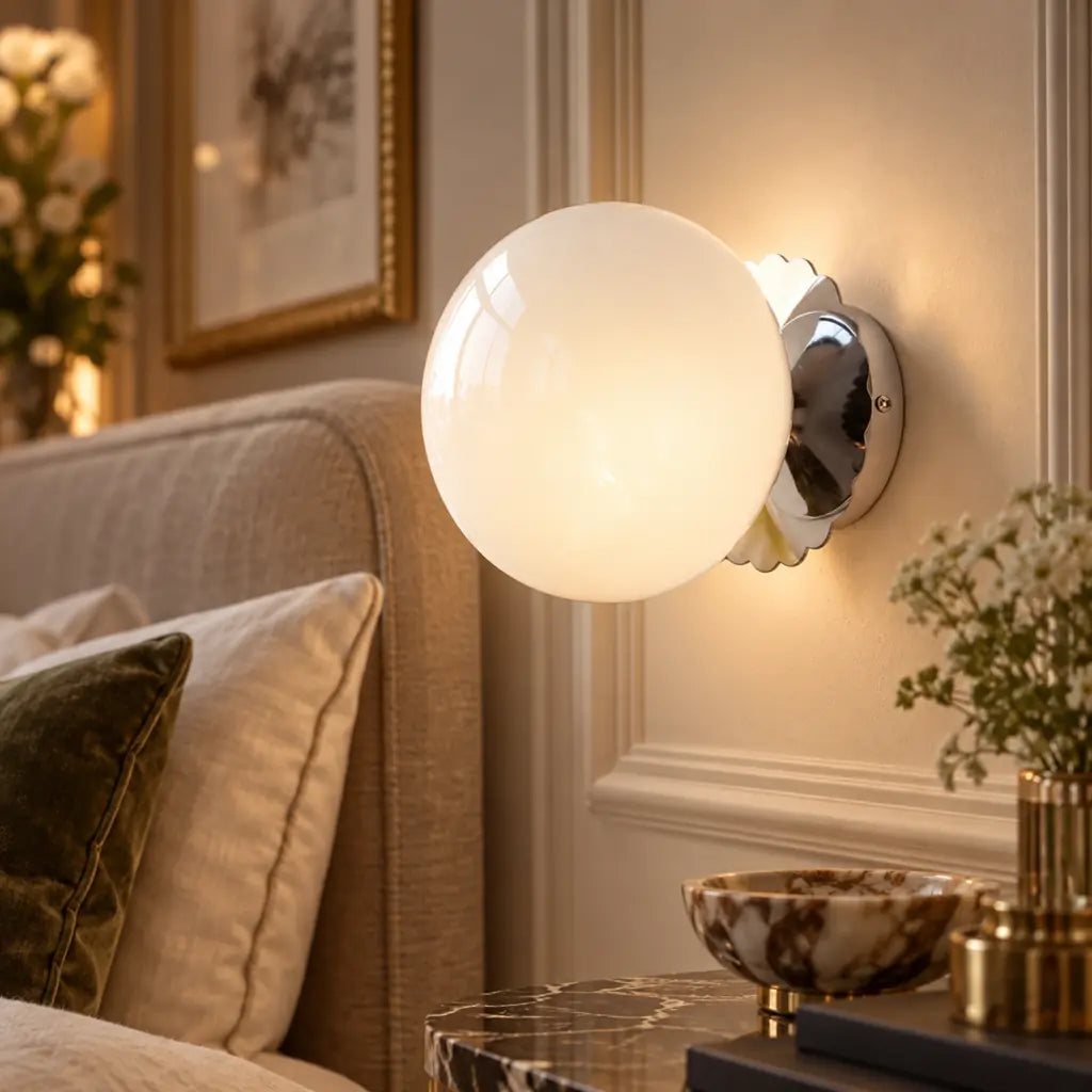 Retro Minimalist Glass Globe Bedside Wall Light