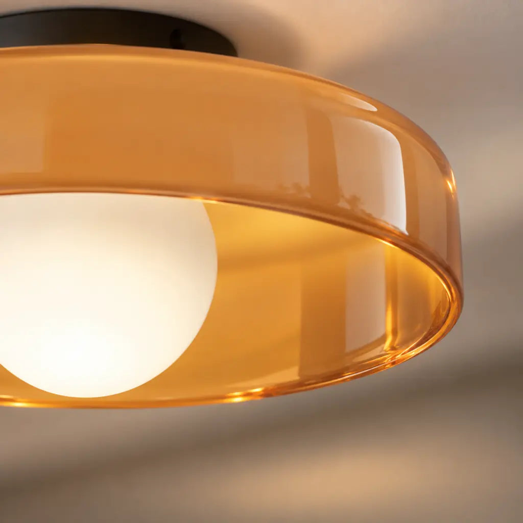 Round Glossy Glass Bauhaus Ceiling Light