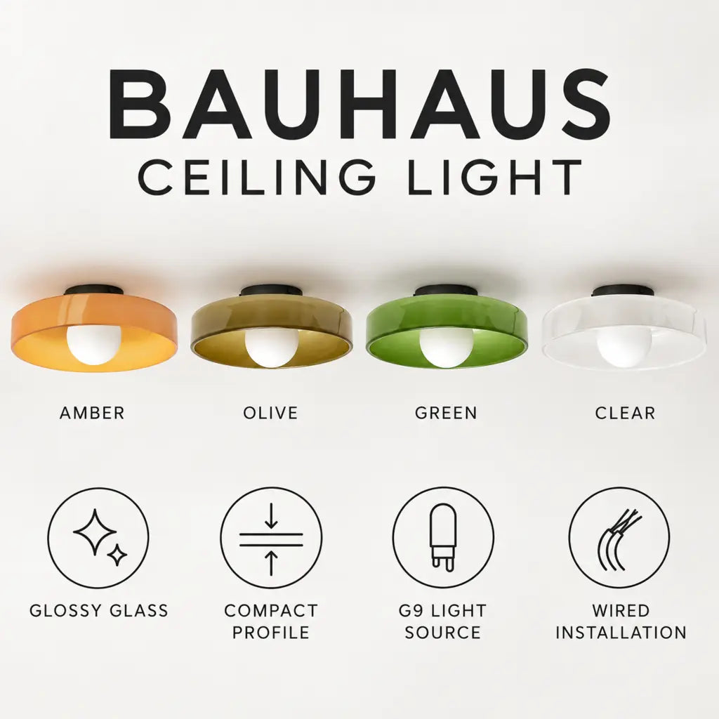Round Glossy Glass Bauhaus Ceiling Light