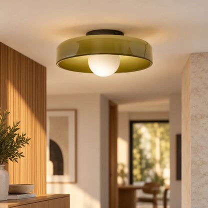Round Glossy Glass Bauhaus Ceiling Light