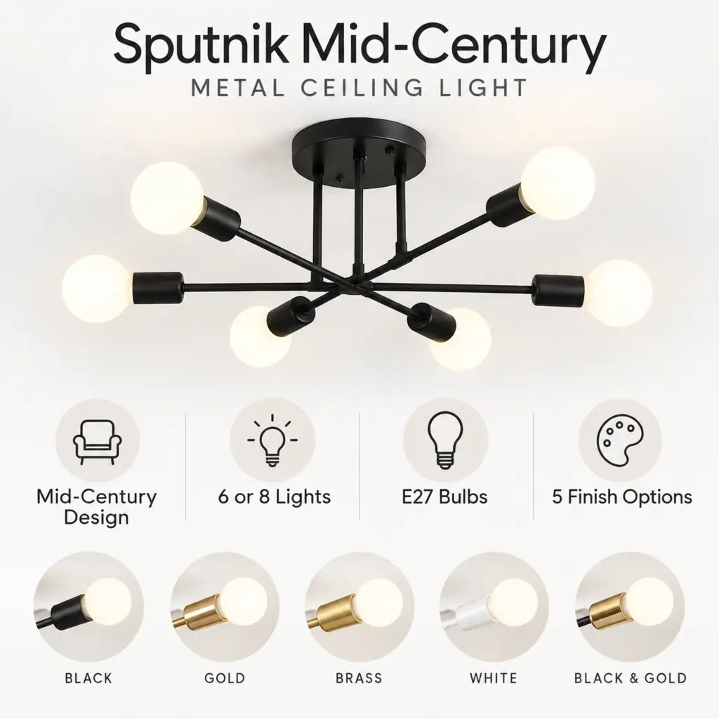 Sputnik Mid-Century Metal Ceiling Light