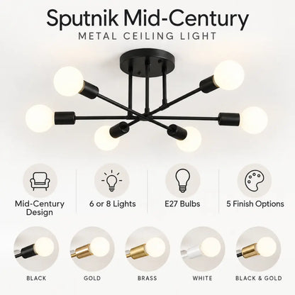 Sputnik Mid-Century Metal Ceiling Light